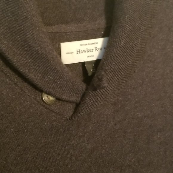 Hawker Rye Mens Hawker Rye Shawl Collar Sweater Size Large Gray - Picture 4 of 6